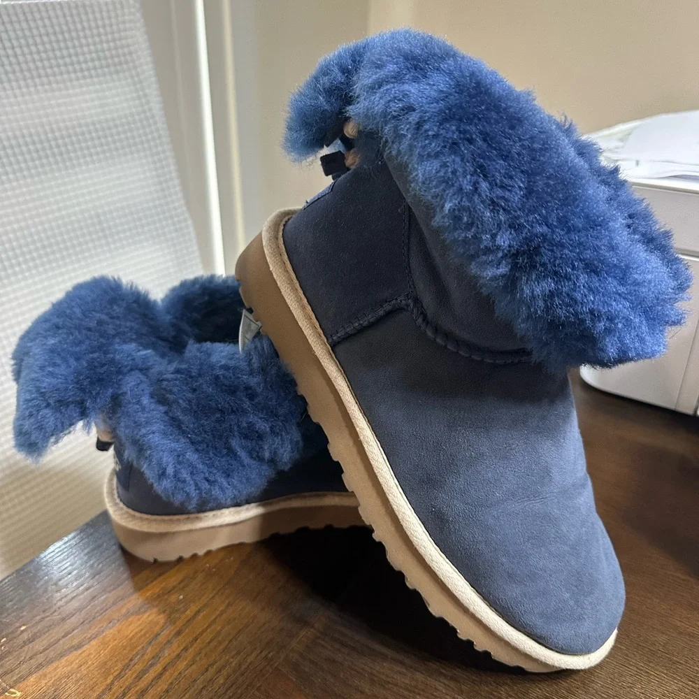 UGG Navy Suede Shearling Boots